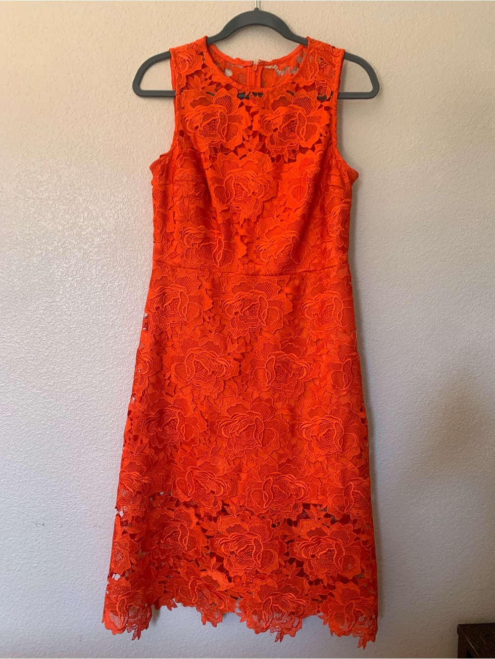 Julia Jordan Sleeveless Orange Floral Lace Dress